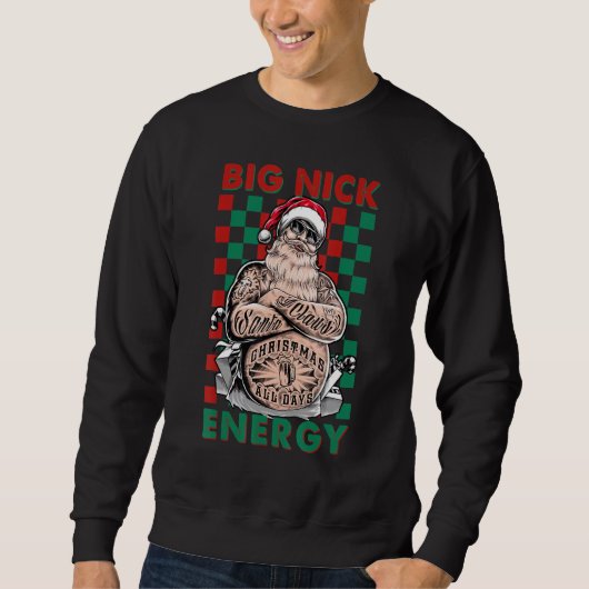 Retro Groovy Big Nick Energy Santa Christmas Trend Trui (Voorkant)