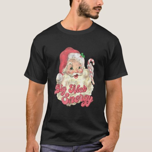 Retro Groovy Big Nick Santa Energy Christmas T-shirt (Voorkant)