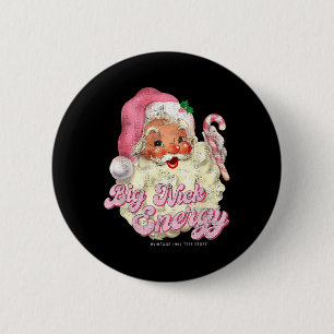 Retro Groovy Big Nick Sinterklaas Energie Roze Ker Ronde Button 5,7 Cm
