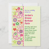 Retro Groovy Birthday Party Invitation Kaart (Voorkant)