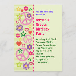 Retro Groovy Birthday Party Invitation Kaart