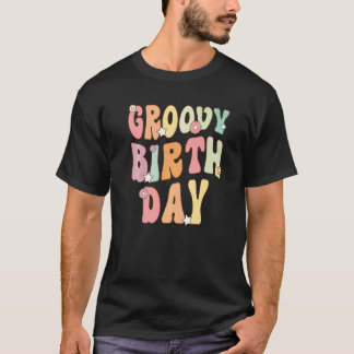 Retro Groovy Birthday Party Matching Family Back T T-shirt