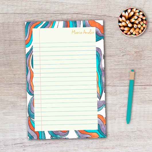 Retro Groovy Blauw Gelinieerd Schrijfblok Papier Post-it® Notes