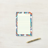 Retro Groovy Blauw Gelinieerd Schrijfblok Papier Post-it® Notes (Op bureau)