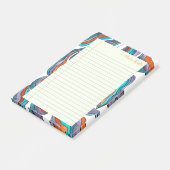 Retro Groovy Blauw Gelinieerd Schrijfblok Papier Post-it® Notes (Schuin)