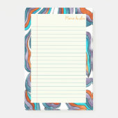 Retro Groovy Blauw Gelinieerd Schrijfblok Papier Post-it® Notes (Voorkant)