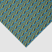 Retro Groovy Blauw Groen Grijs Zeeen golfpatroon Tissuepapier (Detail)