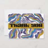 Retro Groovy Blauw Paarse Zakelijk Pakket Invoegen Bedankkaart (Voorkant)