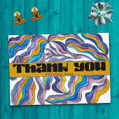 Retro Groovy Blauw Paarse Zakelijk Pakket Invoegen Bedankkaart