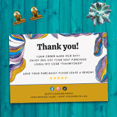 Retro Groovy Blauw Paarse Zakelijk Pakket Invoegen Bedankkaart