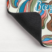 Retro Groovy Blauw Rood Groen Golvend Script Naam Muismat (Hoek)