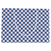 Retro Groovy Blauwe Geruite Kerstman Kerstmis Groot Cadeauzakje (Achterkant)