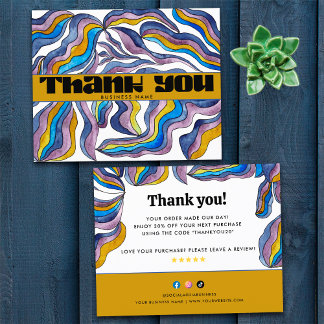 Retro Groovy Blauwe Paarse Zakelijke Insteekkaart