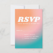 Retro Groovy Blauwgroen roze koraal Abstract huwel RSVP Kaartje (Voorkant)