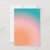 Retro Groovy Blauwgroen roze koraal Abstract huwel RSVP Kaartje (Achterkant)