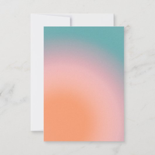 Retro Groovy Blauwgroen roze koraal Abstract huwel RSVP Kaartje (Achterkant)