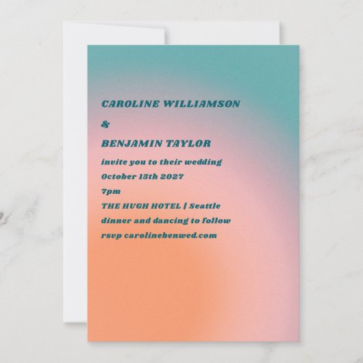 Retro Groovy Blauwgroen Roze Sinaasappel Gradient Kaart (Voorkant)