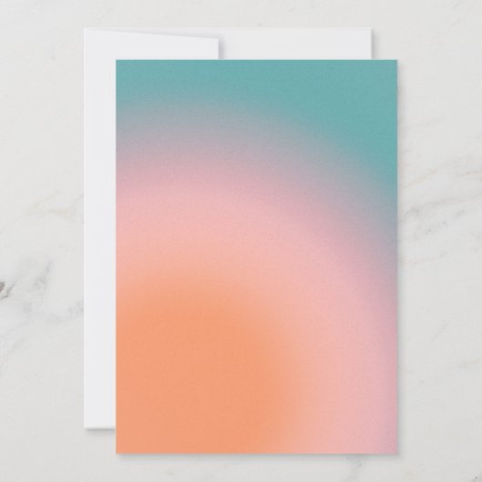 Retro Groovy Blauwgroen Roze Sinaasappel Gradient Kaart (Achterkant)