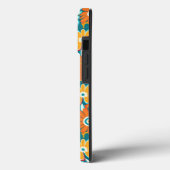 Retro Groovy Blauwgroen Sinaasappel & geel bloemmo Case-Mate iPhone Case (Achterkant / Links)