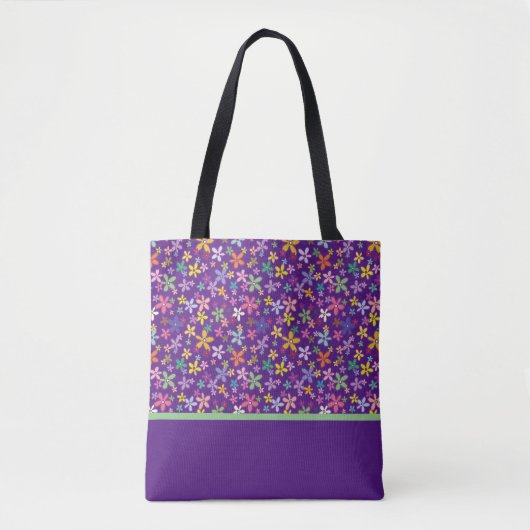Retro Groovy Bloem Kleurrijk Ontwerp Patroon Tote Bag (Voorkant)