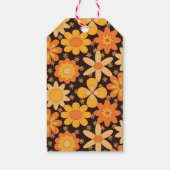 Retro Groovy Bloem Orange geel Dank je Cadeaulabel (Achterkant)