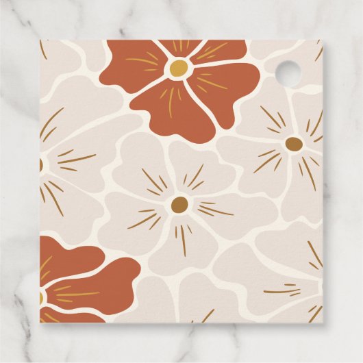 Retro Groovy bloemboog | Boho Favor Bedankjes Labels (Achterkant)