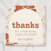 Retro Groovy bloemboog | Boho Favor Bedankjes Labels (Voorkant)