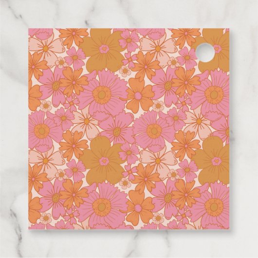 Retro Groovy bloemboog | Boho Favor Bedankjes Labels (Achterkant)