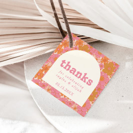 Retro Groovy bloemboog | Boho Favor Bedankjes Labels