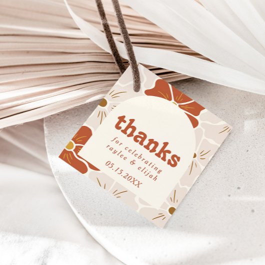 Retro Groovy bloemboog | Boho Favor Bedankjes Labels