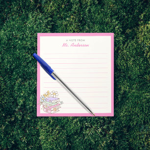 Retro Groovy Bloemen Boeken Leraar Waardering Notitieblok