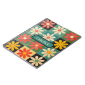 Retro Groovy Bloemen Doos Patroon Roze Geel Daisy Notitieboek (Linkerzijde)