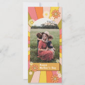 Retro Groovy Bloemen Moederdag Foto Kaart (Voorkant)