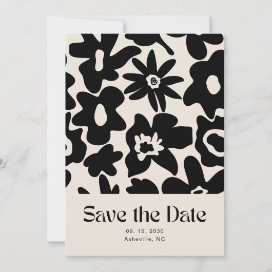 Retro Groovy Bloemen Trouwfoto Sla de datum op Save The Date (Voorkant)
