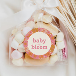 Retro Groovy Bloemenboog Baby in Bloom | Boho Ronde Sticker