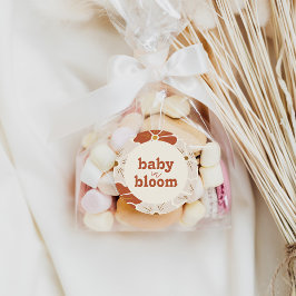 Retro Groovy Bloemenboog Baby in Bloom | Boho Ronde Sticker