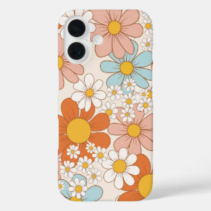 Retro Groovy Bloemendaisy Naadloos Patroon iPhone 16 Hoesje