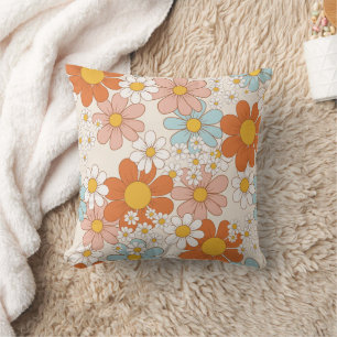 Retro Groovy Bloemendaisy Naadloos Patroon Kussen