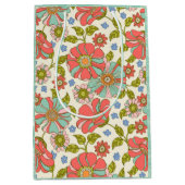 Retro Groovy Bloemenroze en groen Medium Cadeauzakje (Voorkant)