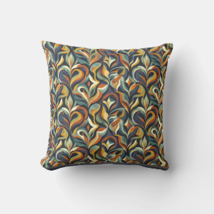 Retro Groovy Bloemige Draaiing Navy Teal Oranje Pa Kussen