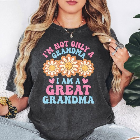 Retro Groovy Bloemige Grootmoeder Moederdag Cadeau T-shirt