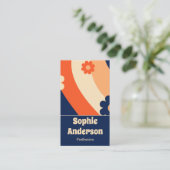 Retro Groovy Bloemige Visitekaartje met QR-code (Staand voorkant)