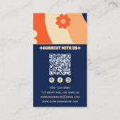 Retro Groovy Bloemige Visitekaartje met QR-code (Achterkant)
