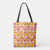 Retro groovy bloemige vrijgezellenfeest persoonlij tote bag (Achterkant)