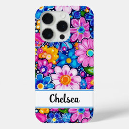 Retro Groovy Bloemstuk Persoonlijk iPhone 15 Pro Case