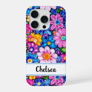 Retro Groovy Bloemstuk Persoonlijk iPhone 15 Pro Case