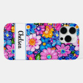 Retro Groovy Bloemstuk Persoonlijk iPhone Hoesje (Achterkant horizontaal)