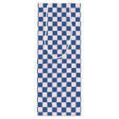 Retro Groovy Blue Checkered Santa Claus Christmas Wijn Cadeautas (Achterkant)