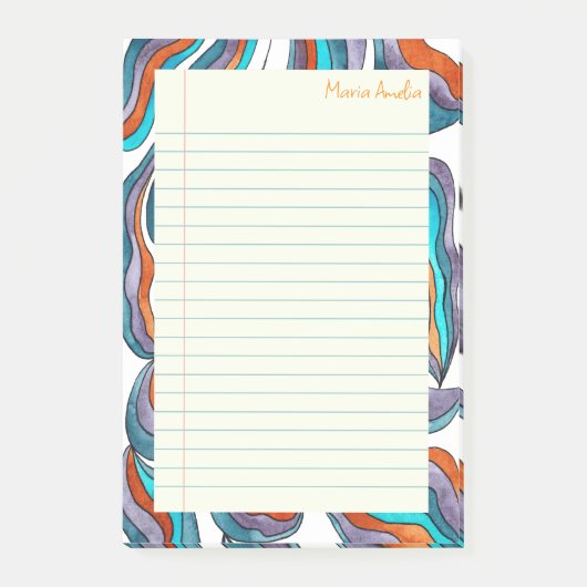 Retro Groovy Blue Lined School Notitieboek Papier Post-it® Notes (Voorkant)