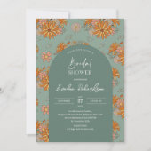 Retro groovy boho arch stoffig groen sinaasappel g kaart (Voorkant)